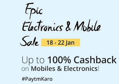 India Desire : Paytm Epic Electronics & Mobile Sale Offers[18th-22nd Jan]